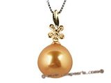 thpd019 12-13mm golden South Sea Pearl & Diamond pendant